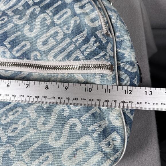 Guess Mini Backpack Purse Blue Denim Silver Trim Logo Los Angeles DY699433 - Picture 6 of 12